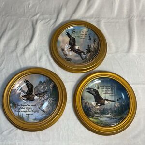 SET OF 3 Gold‎ Framed Royal Doulton Soar Voice Calling Eagle Plate Ted Blaylock